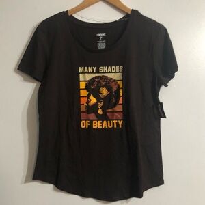 Indent women’s Top many shades  of beauty graphic  scoopneck  pull over brown.L